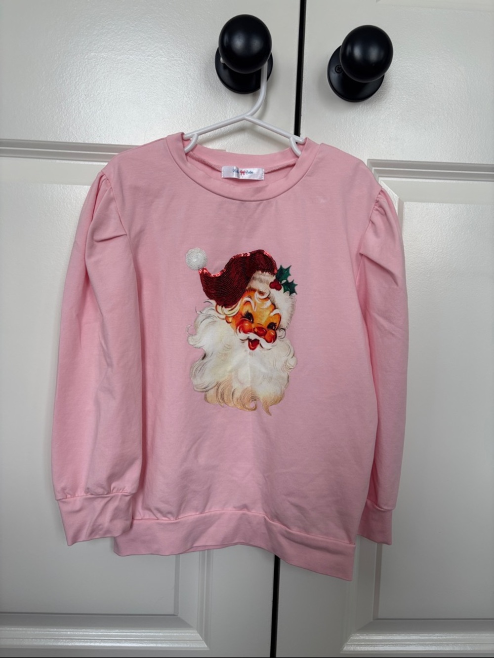 Pink Santa Graphic Pullover Sweatshirt